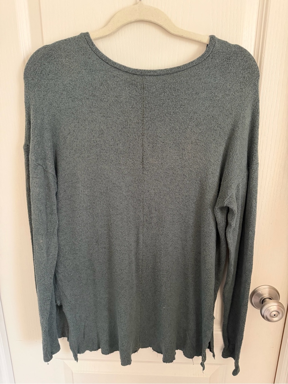 American Eagle Outfitters Plush Scoop Neck Long-Sleeve Top in Slate Green - Picture 2 of 3